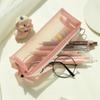 Cute Transparent Pencil for Case Mesh Makeup Storage Holder Pouch Solid Color for Travel Cosmetics Stationery Small Craf
