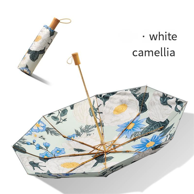 Three-Fold 8-Bone Double-Layer Double-Flower Vinyl Sun Protection Umbrella Uv Protection For Women Sun And Rain Dual-Purpose Sun