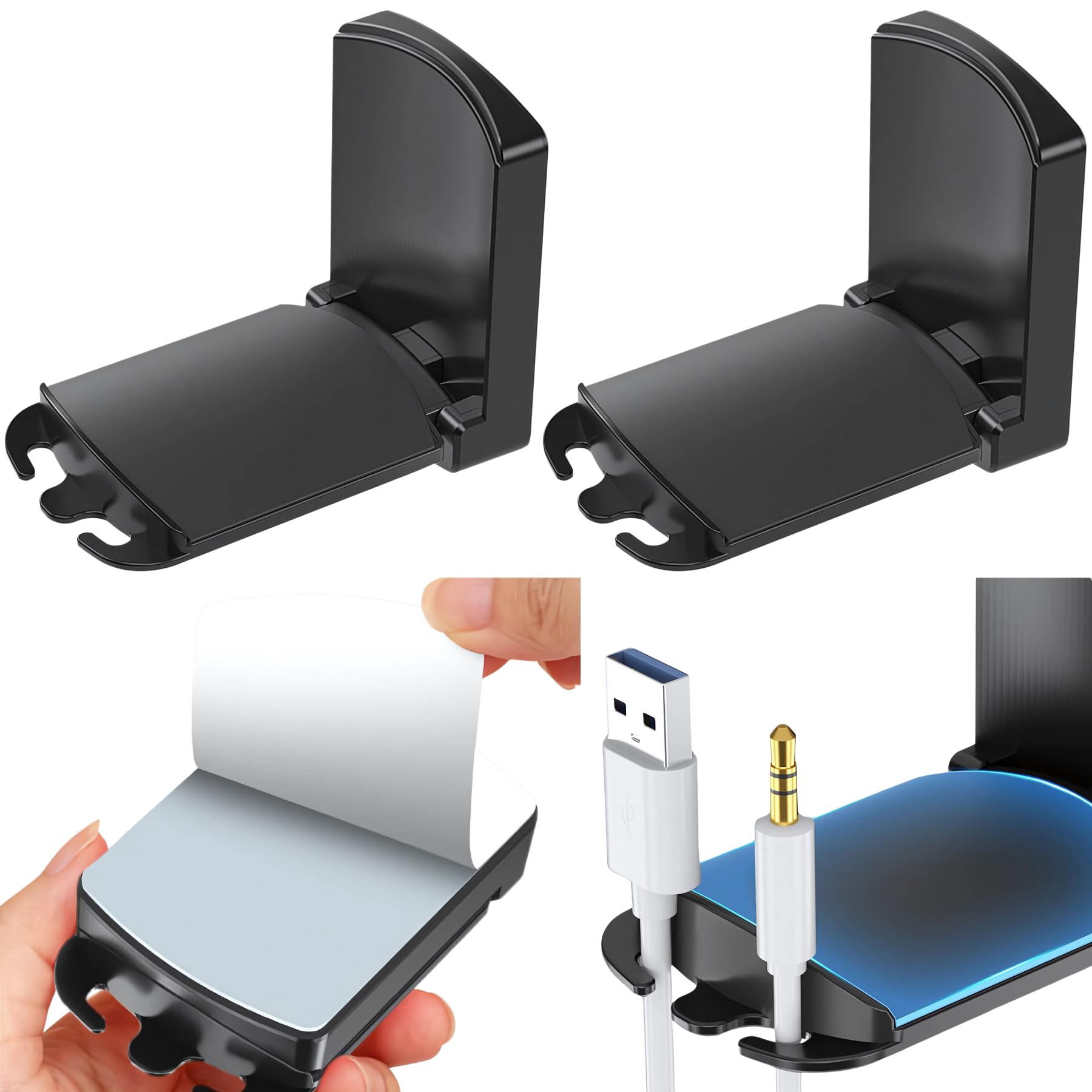 

Mellbo Headphone Hooks, Headphone Hangers, Foldable, Wide Design, Won t Scratch Walls, Set of 2