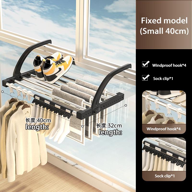 Multifunctional Extendable Clothes Drying Hanger Window Hanging Organizer Storage Rack Balcony For Airing  Towel Clothes Shoe