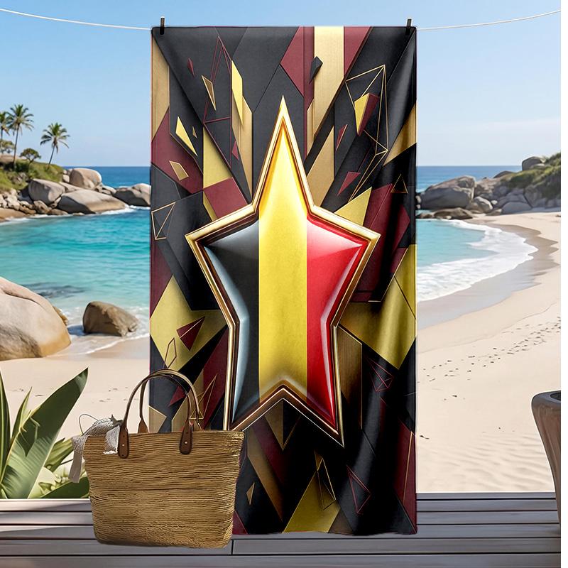 Belgium Football Print Beach Towel Quick Dry Super Absorbent Soft Bath Towel for Swimming Beach Travel Fan Souvenir Gift