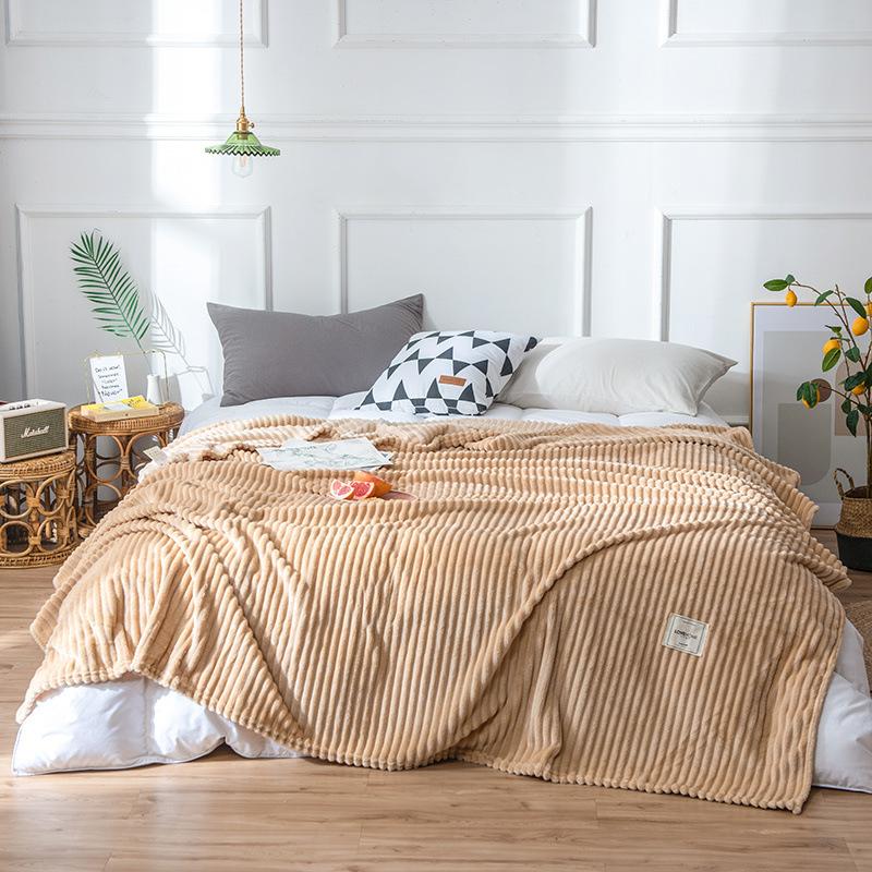 Solid Color Blanket Striped Blanket Coral Fleece Blanket Flannel Blanket Air Conditioning Blanket Nap Blanket Furry Blanket Small Blanket