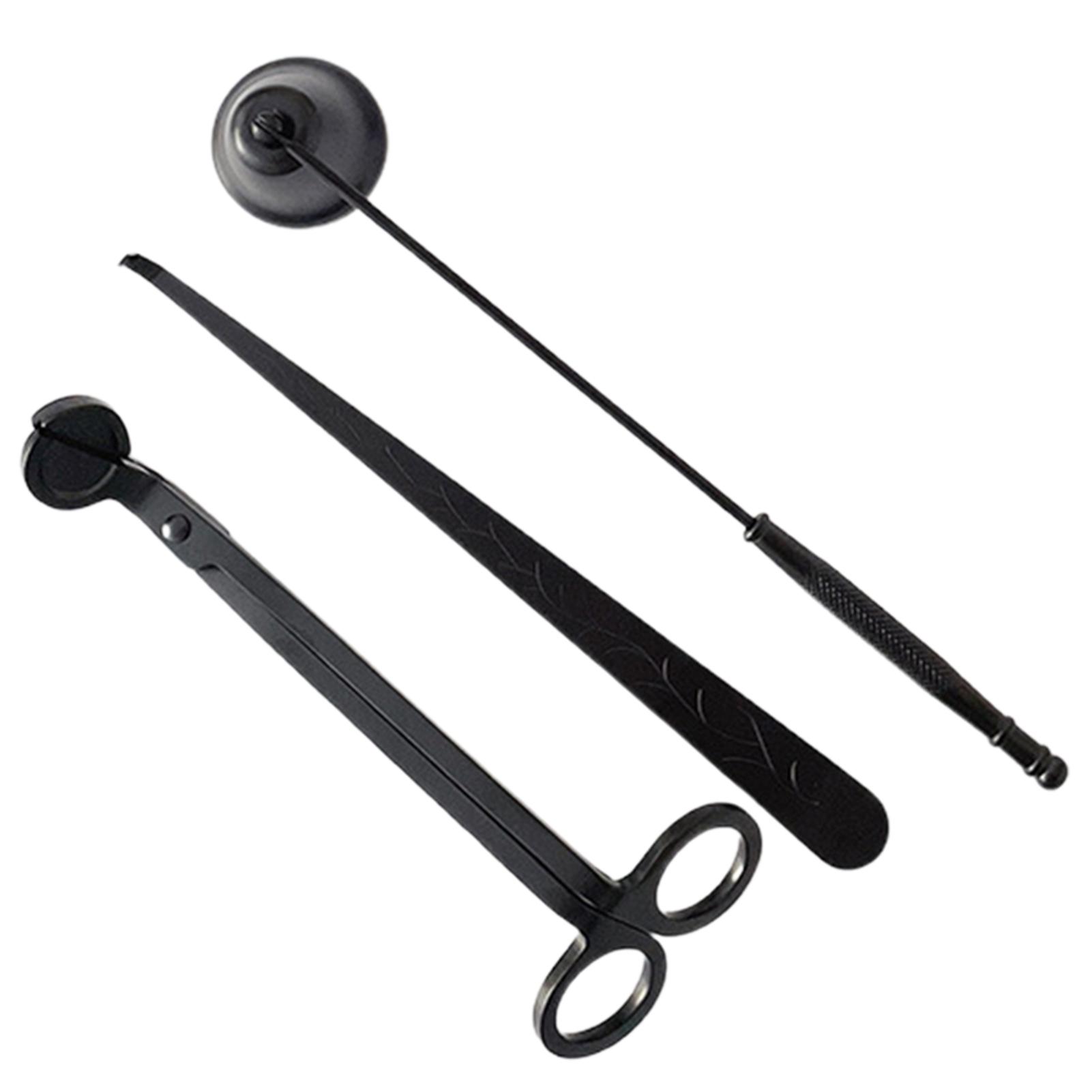 

Набор из 3 предметов для обрезки фитиля свечи, устройство для тушения свечи, ножницы из нержавеющей стали, крючки, аксессуары для свечей, инструмент для ухода за домом чёрный