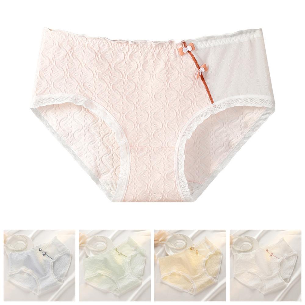 

5 шт. Сладкие трусики средней посадки, бесшовные трусы, женское нижнее белье, сетчатые трусы, подарки M-5PCS