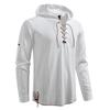 Men's Lace-Up Hooded Shirt Casual Retro Top for Men Spring Summer Adjustable Sleeve Multi-Color Male Blouse