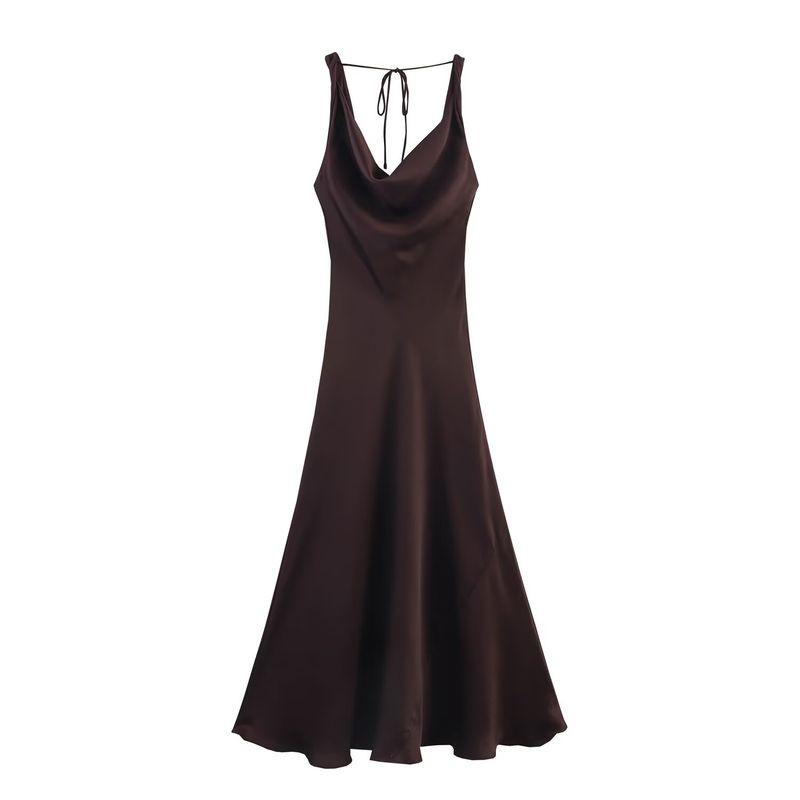 Kaslead New Arrival Women's Clothing Fashion Style Fashion Silm Silk Satin Texture Length Dress 2590987