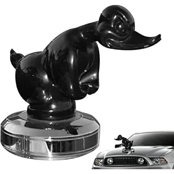 Angry Duck Hood Ornament, 3D Funny Alloy Car Bonnet Emblem, 4x4 Inch Self-Adhesive Metal Statue for Vehicles, Home, Office Decoration (Silver)