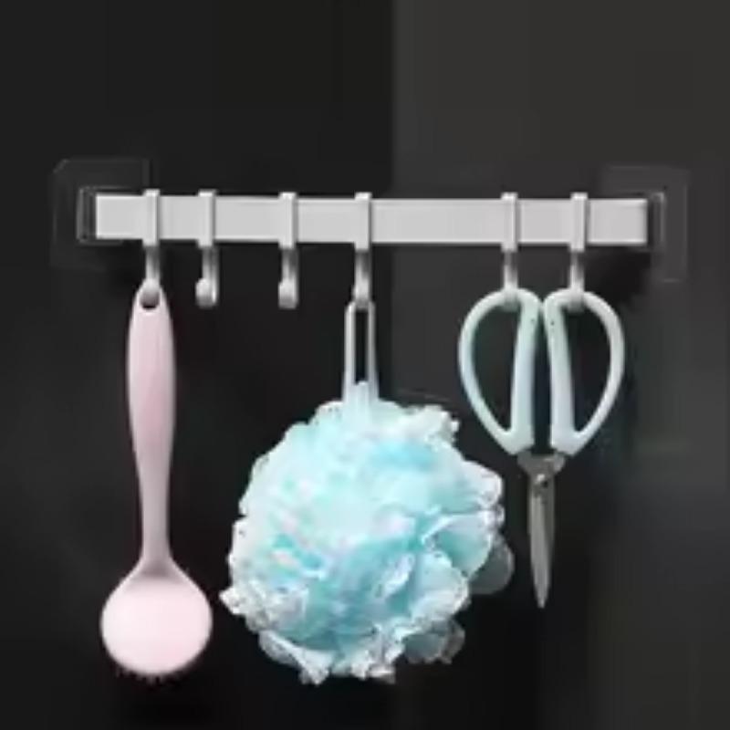 Hooks Wall Mounted Hanger with Sticker Heavy Duty Kitchen Rail Rack Bathroom PP Coat Hat Holder Clothes Towel Storage Hook