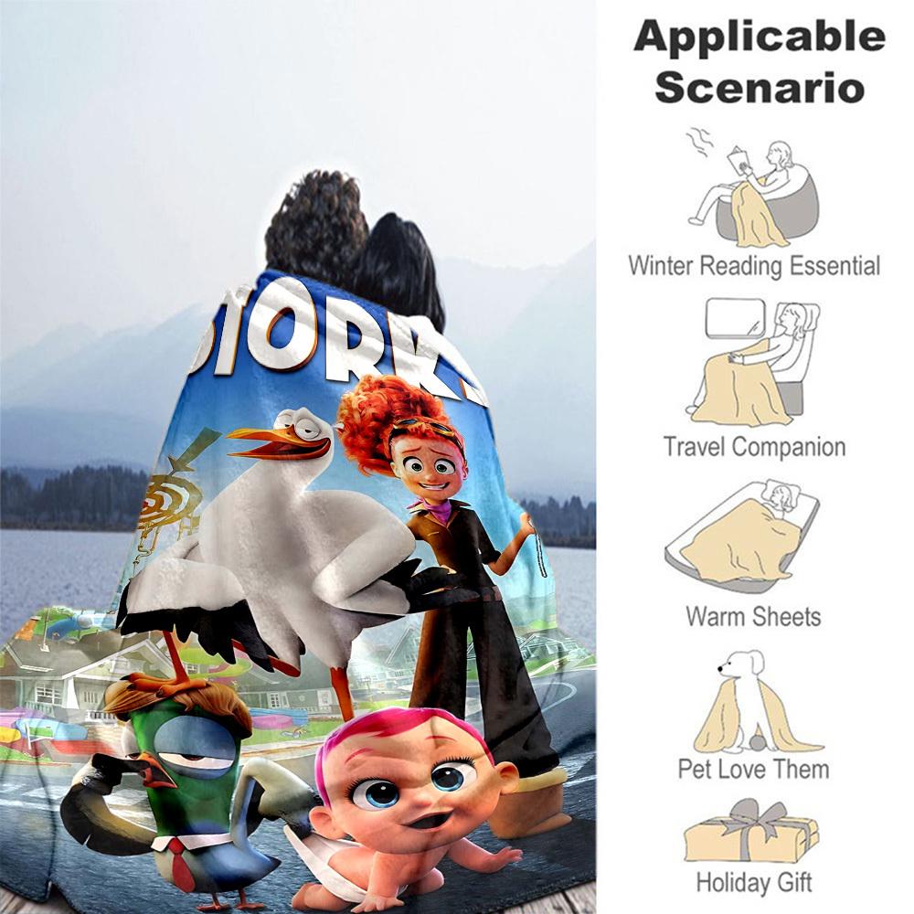 1pc storks baby delivery Outdoor Flannel Blanket Soft Plush Decor for Picnics, camping,Bedroom, Playroom, or Lunch Break, Perfect Gift