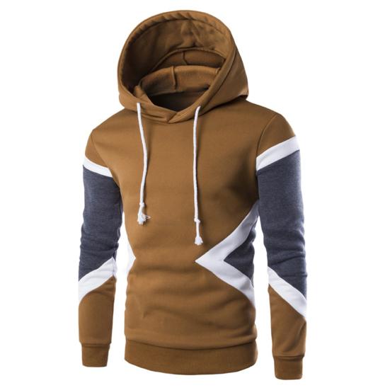 Fashion Unisex Color Block Long Sleeve Drawstring Hooded Sweatshirt Warm Hoodie