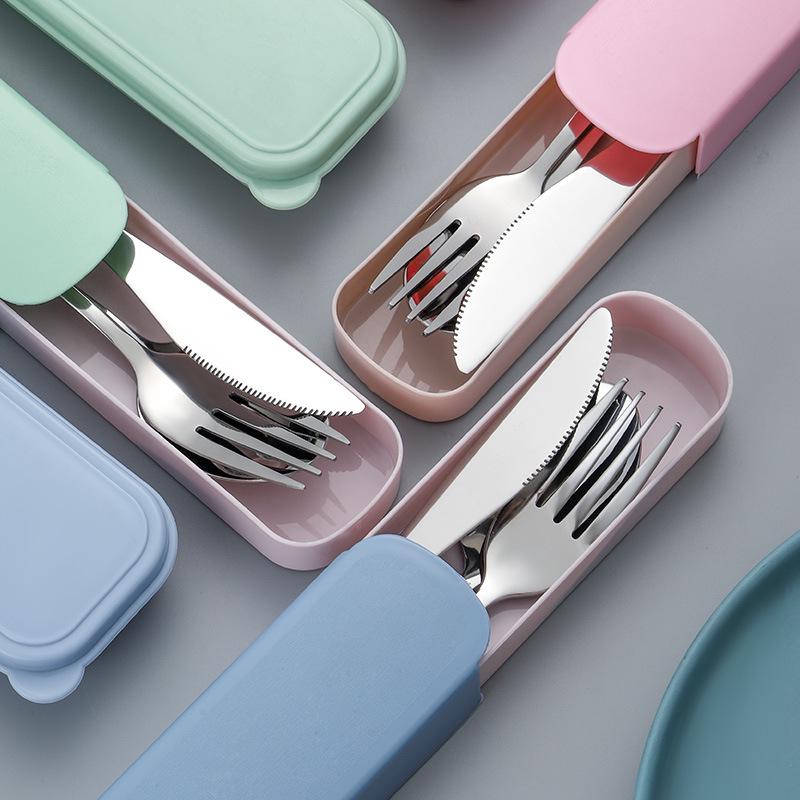 3-Piece Minimalist Stainless Steel Cutlery Set: Portable Knife, Fork & Spoon for Home, Student, or Outdoor Use