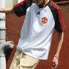 adidas Manchester United Lässiges Sport Rundhals Colorblock Kurzarm T-Shirt Herren Tops Weiß H64070