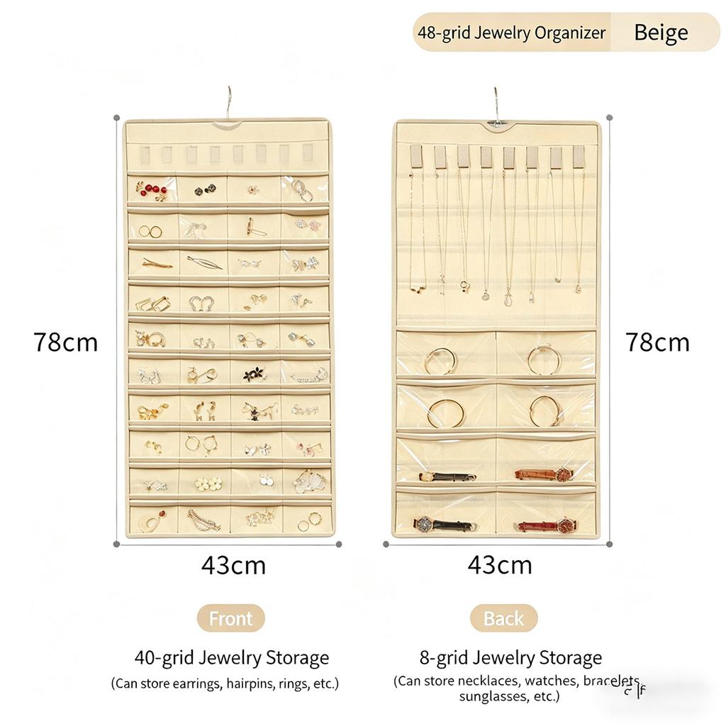 80/48 Pocket Jewelry Storage Roll, Double-sided Transparent Large-capacity Portable Pendant Bag Jewelry Organizer Storage Bag