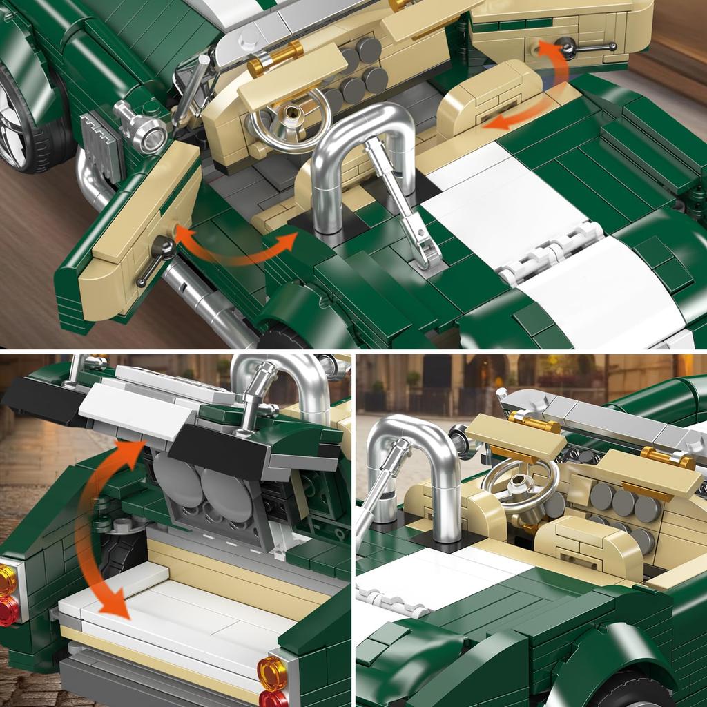 Mould King 10228 Retro Classic Car Building Blocks Static Model (1198 Pieces) for Adults, Assembly Kit, Precision Model, Vintage Car DIY Model,