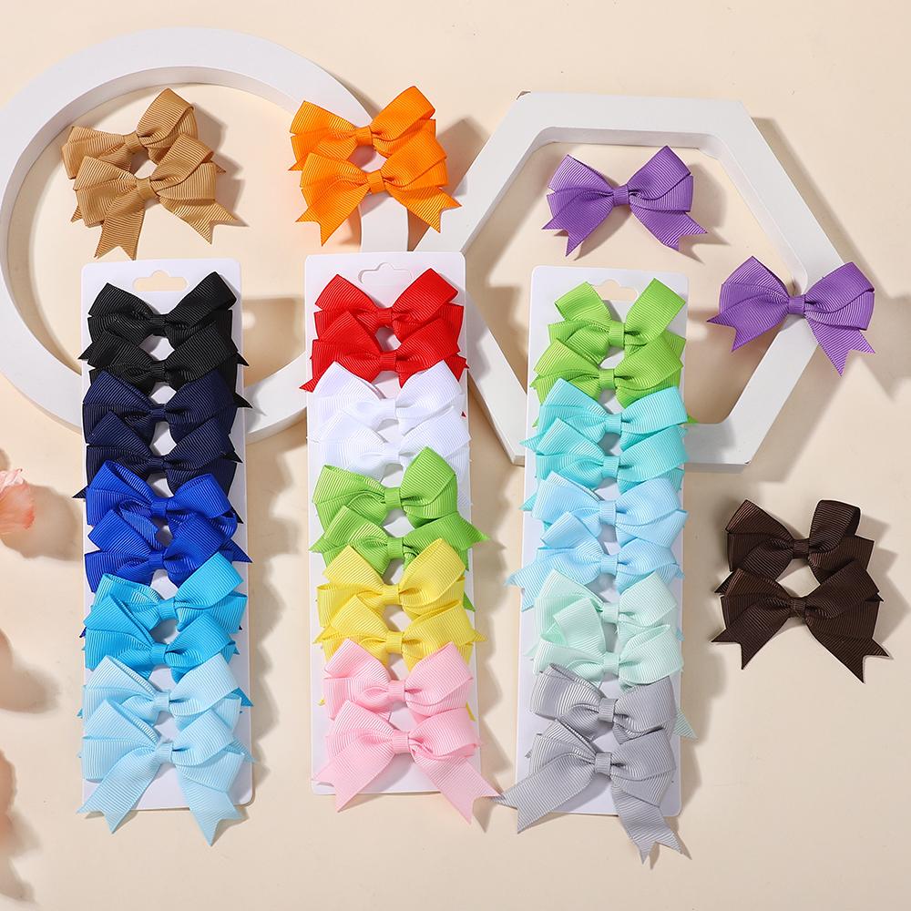 40pcs Solid Color Webbing Bow Hair Clip Children's Boutique Bangs Hair Clip Random 4 Sets of Hair Clips