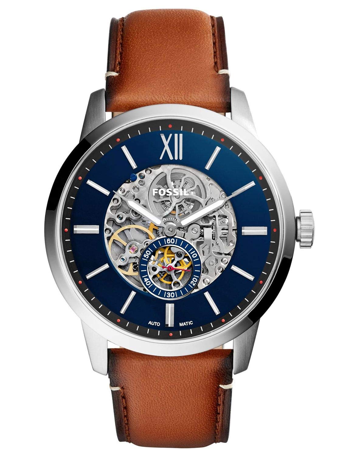 

FOSSIL me3154 TOWNSMAN 48MM АВТОМАТИЧЕСКИЕ КОРИЧНЕВЫЕ КОЖАНЫЕ ЧАСЫ Мужские часы с автоподзаводом из синей коричневой кожи [предмет] синий