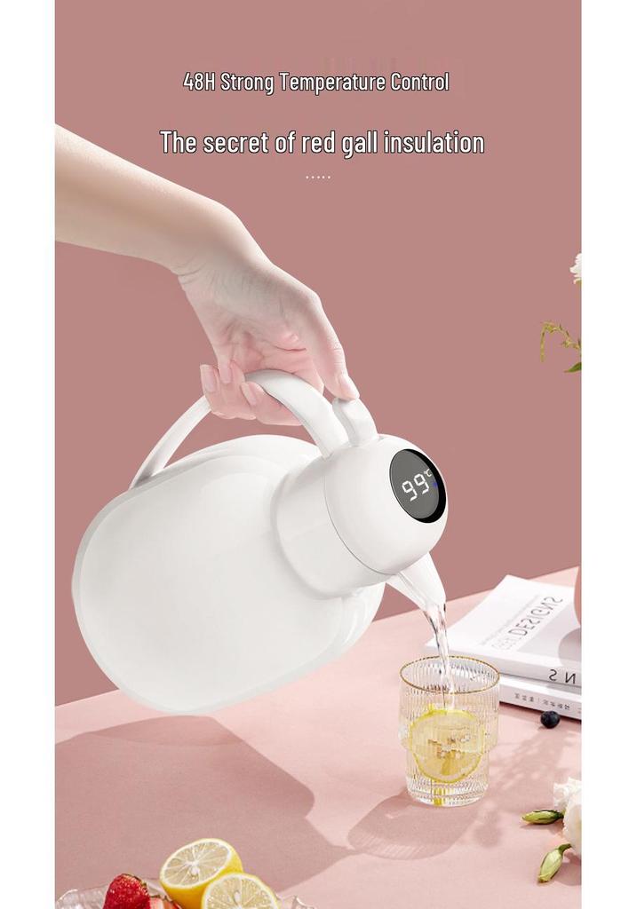 Smart Portable Thermos Flask with Large Capacity, Glass Liner, Ideal for Home or Office Hot Water Needs