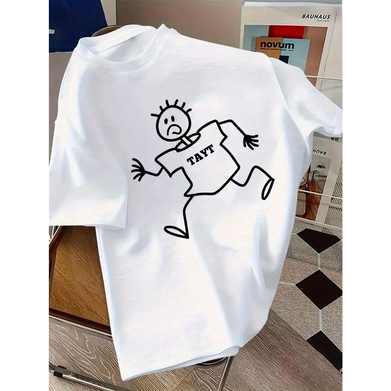 European sizes Creative Hand-Drawn T-Shirts for And , Loose-Fitting Short Sleeves with Trendy Cartoon Designs, Perfect for Casual Wear