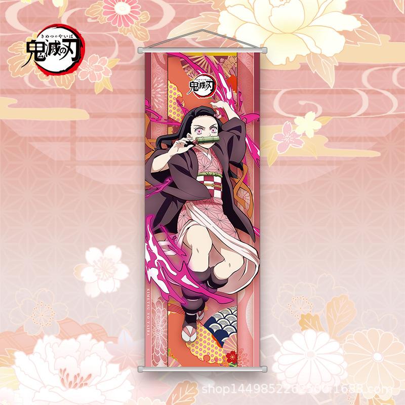 New Demon Slayer Hanging Paintings Reel Long Cartoon Kamado Nezuko Poster Wall Decoration Holiday Gifts Anime Peripherals