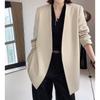 Women Loose Fit No Collar Blazer Spring Jacket Oversized Casual Suit Coat
