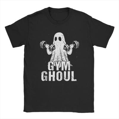 Men's Gym Ghoul Funny Halloween Workout Ghost Fitness T Shirts Pure Cotton Clothes Unique Short Sleeve Tee Shirt Adult T-Shirt