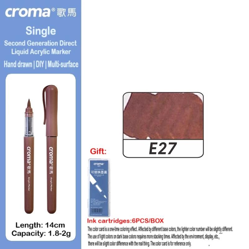 Croma 160/1 Farben Nachfüllbares Direktflüssig-Acrylmarker-Set mit Weicher Spitze, Waschbarer Aquarellpinsel Schulausstattung