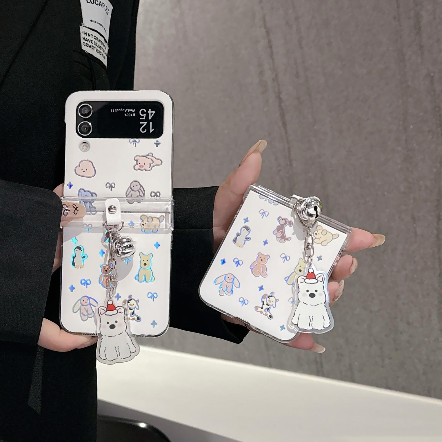 

Мультфільм собаки в корейському стилі підходить для Galaxy+Zflip6/3/4 чохол для телефону 5-го покоління, складаний захисний чохол-підвіска Z Flip6 безодня