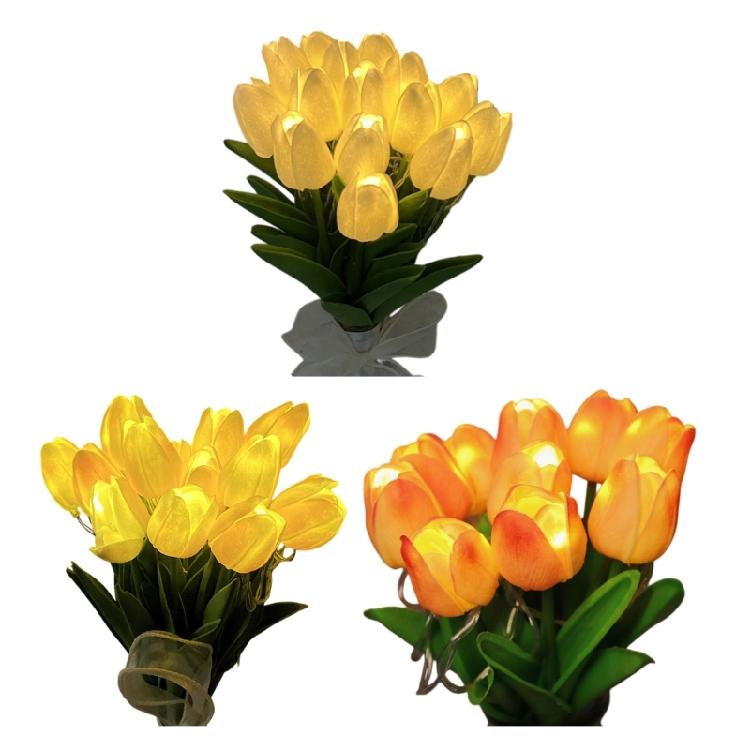 15PCS/Pack Plastic Tulips Night Lamp With Soft Yellow Light Home Party Decoration Lights Perfect For Mood Lighting