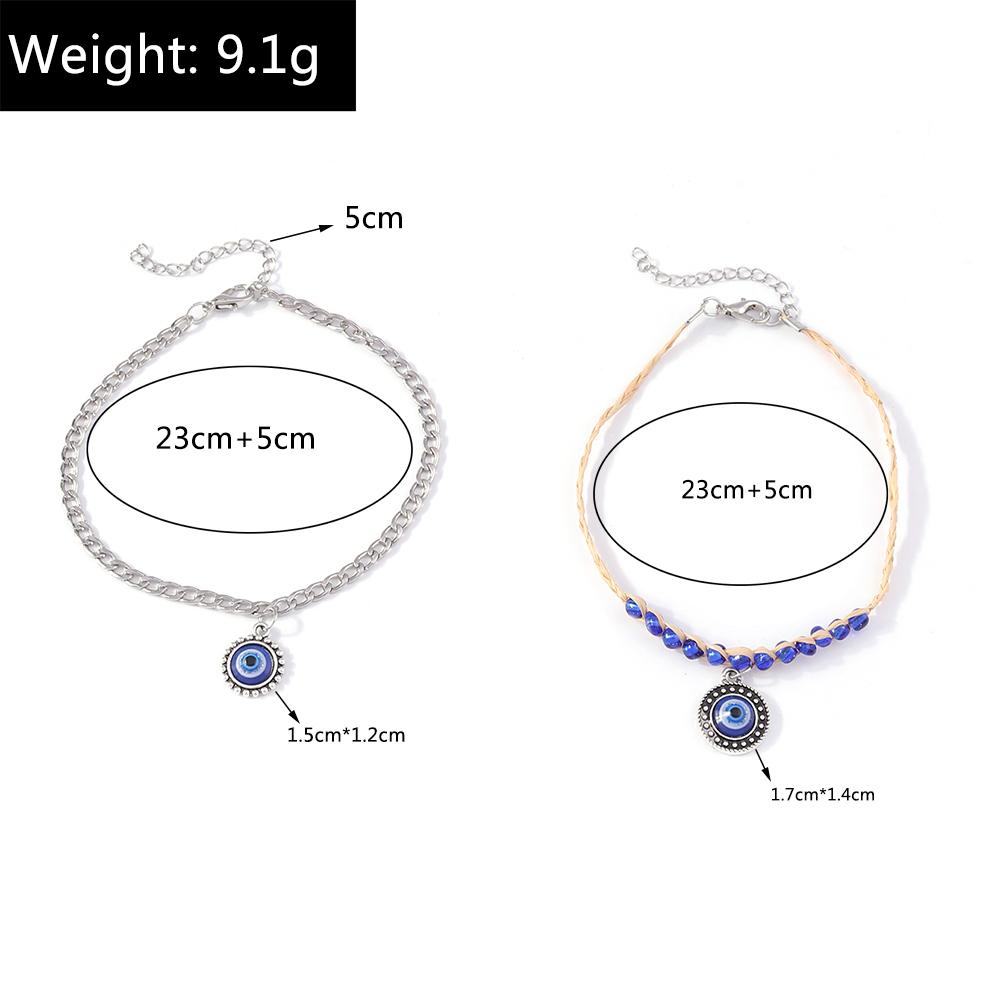 2pcs Bohemian Blue Evil Eye Anklets for Women Summer Beach Anklet Bracelets Chain Girls Jewelry Gifts