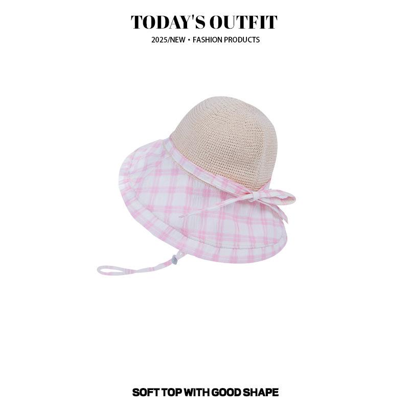 Japanese Sun Hat  Large Plaid Stitched Straw Hat  Fisherman Hat  Women's Basin Hat  UV Protection Sun Protection Hat  Face Covering