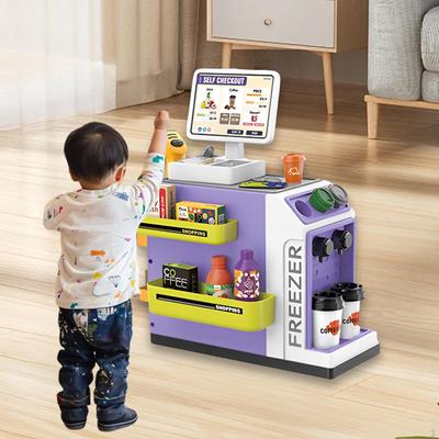 Cash Register Toy Checkout Counter Educational Pretend Play for Age 3-7 Kids