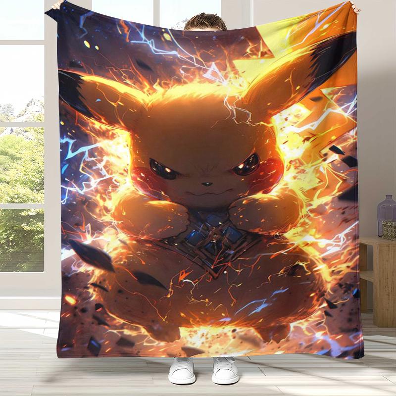 6 Style Pikachu Pokemon Flannel Blanket,Ultra Soft Warm Plush Throw for Home Bedroom Bed Sofa Cover Office Camping Picnic gift