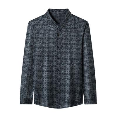 Nahtloses Herrenhemd Herbst Neu Business Casual Kariertes Hemd Revers Kaschmir Langarmhemd für Herren