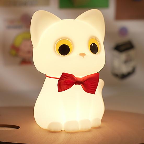 Silicone Night Light Soft Glow Dimmable Touch Control Cute Cat Shape USB Rechargeable Nursing Light LED Night Lamp