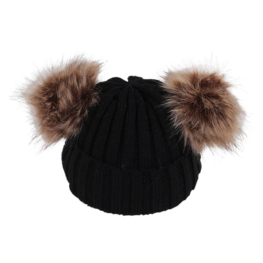 Baby Hat And Scarf Set With Faux Raccoon Fur Balls Winter Warm Knitted For 6-36 Months Infant Toddler Accessories