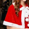 Bühnenauftrittskleidung Damen Weihnachten Weihnachtsmann Kostüm, Cosplay Kostüm mit Kleid, Rot Weiß Anzug Hut & Schal, Samt Weihnachtsfeier Mini Ärmellos