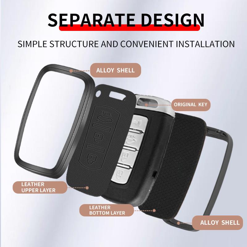 Interior Mouldings 3 Buttons Car Zinc Alloy Key Case Cover For Hyundai IX35 Sonata 8 For Kia Forte Rio 3 K2 K3 K5 Sportage Keych