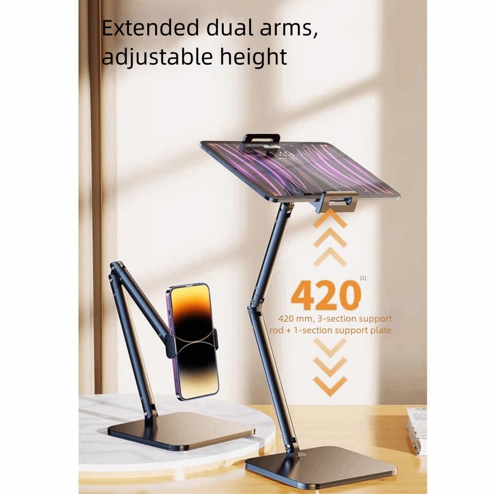 360 Rotating Desktop Phone Tablet Holder Height Adjustable Long Arm Tablet Bracket  Take Photos