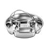 Five-Grid Thickened Stainless Steel Divided Round Plate for Side Dishes, Ideal for Household and Commercial Use