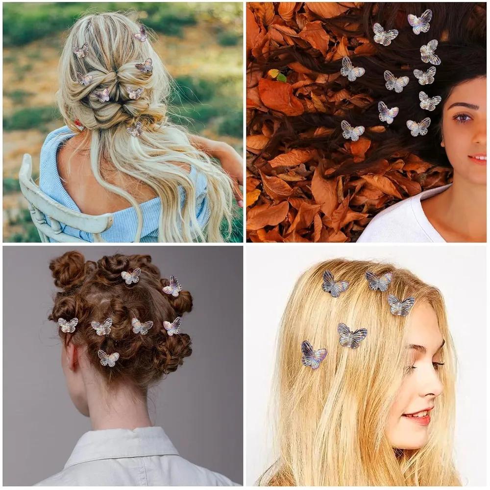 10pcs Blue Transparent Butterfly Hairpin