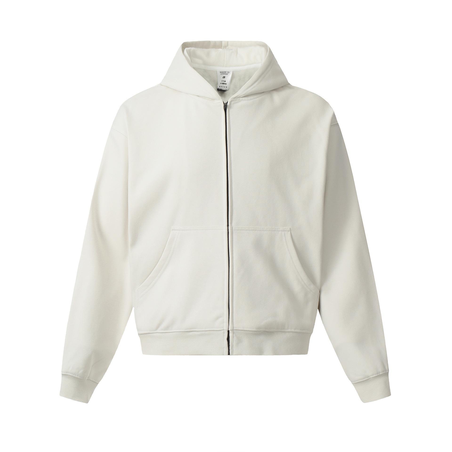 Men s autumn new American retro simple hoodie jacket men s and women s cardigan zipper sweater S