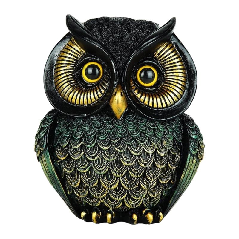 

Retro Owl Small Sculpture Resin Bird Figurine for Desk and Bookshelf Decoration Gift for Animal Enthusiasts Housewarmings чёрный/золотой