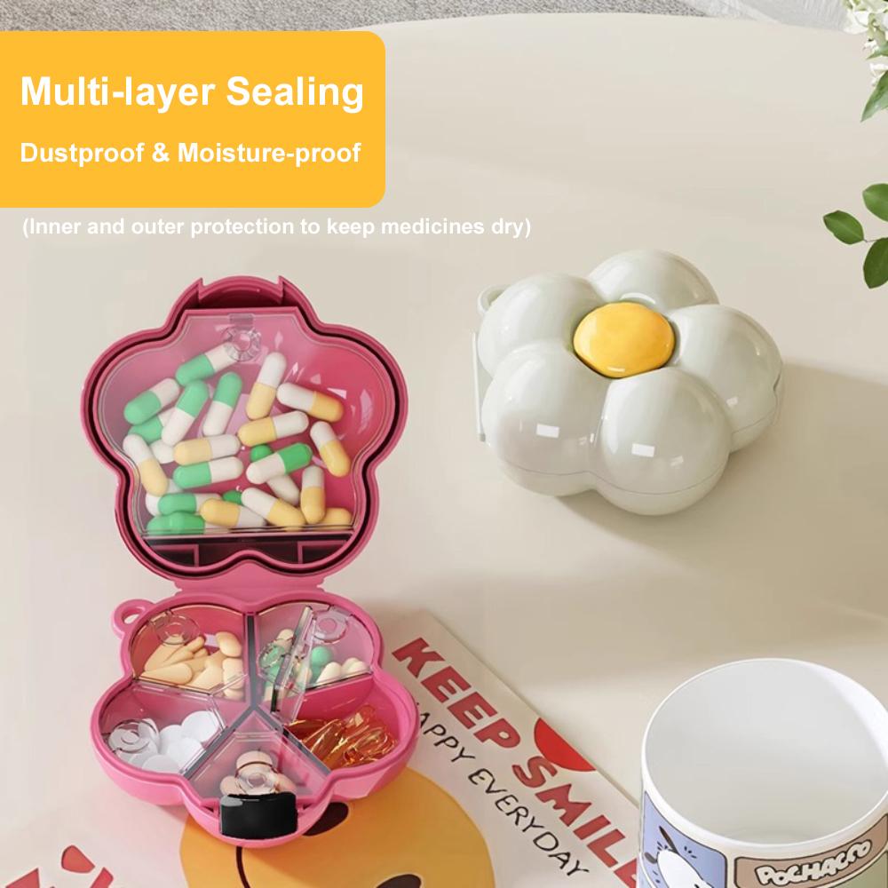 Flower Shape Storage Box Waterproof Dividers Case Portable Dopamine Medicine Box Medicine Box Multi Compartment Storage of Pills