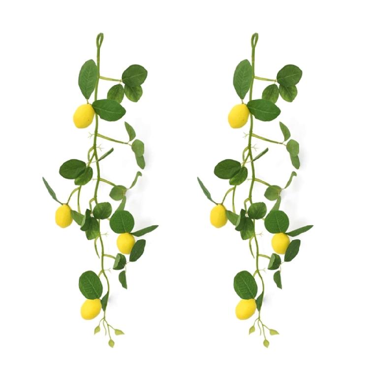 2Pieces Faux Lemon Branches Realistic Decorative Lemon Stem Faux Fruit Branches for Indoor and Outdoor Use 1