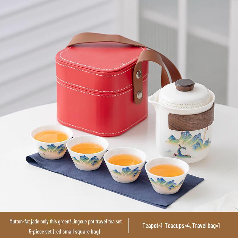 Heyuxi Mutton Fat Jade Porcelain Travel Tea Set