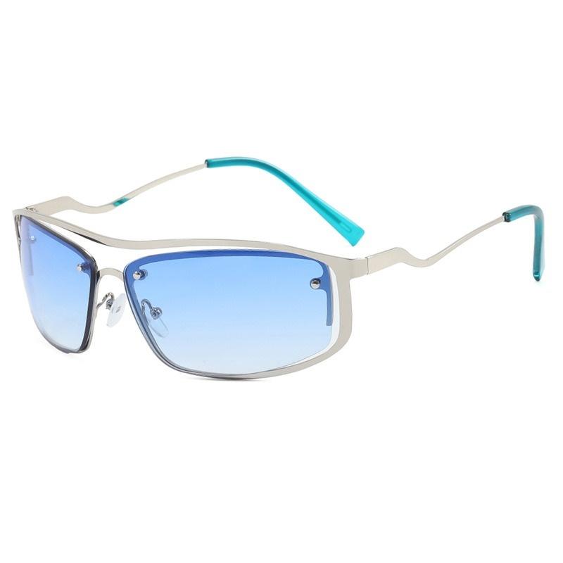 Metal Rivet Y2K Sunglasses Women Men Brand Designer Fashion Retro Punk Gradient Goggle Sun Glasses Mirror Shades for Female