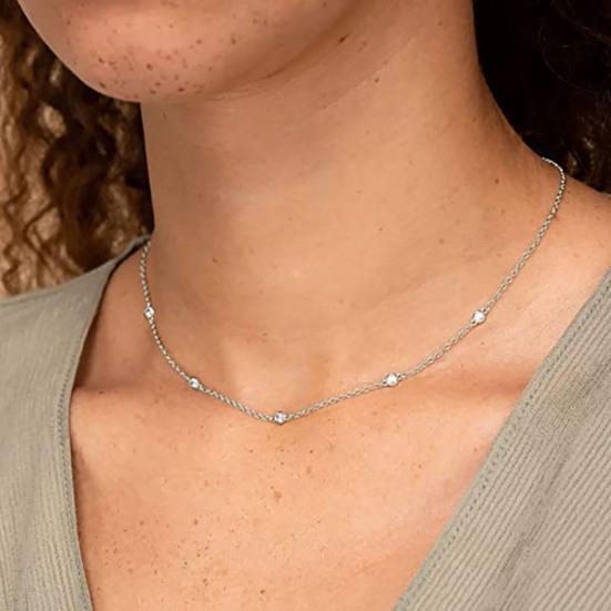 Women Necklace Rhinestone Decor Hollow Chain Lady Clavicle Necklace Daily Prom Party Commuting Neck Jewelry