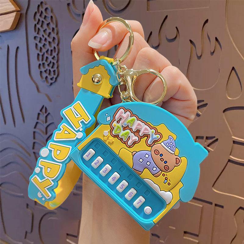 Cartoon Music Bear Electronic Organ Keychain Pendant Cute Children'S Schoolbag Small Pendant Creative Small Gift