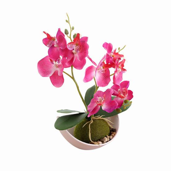 Artificial Butterfly Orchid Bonsai Fake Flower with Tray Home Table Decoration