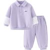 Minibala Kids' Anti-Pill Faux Two-Piece Sweatshirt & Pants Set